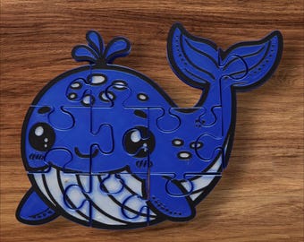 Whale Jigsaw Puzzle, 3D-Printed Educational Toy for Toddler Play, Montessori Learning, Kids Gift