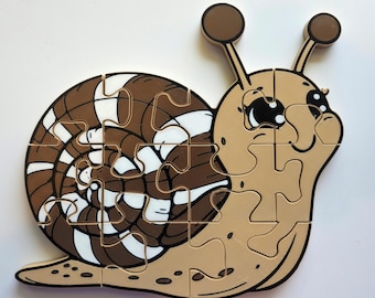Snail Jigsaw Puzzle, 3D-Printed Educational Toy for Toddler Play, Montessori Learning for Kids