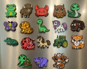 3D Printed Fridge Magnets, Cute Animal & Vehicle Designs, Handmade PLA Magnets, Kitchen or Locker Decor, Gift for All Ages, Kubby Kove