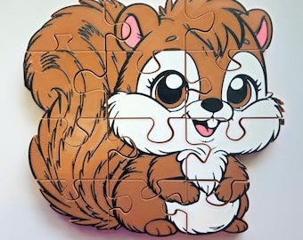 Chipmunk 3D Printed Jigsaw Puzzle, Chunky Animal Educational Toy for Toddler Play, Preschool or Montessori Learning, Birthday Gift Idea