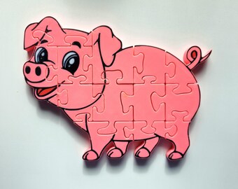 Pig Jigsaw Puzzle, 3D-Printed Educational Toy for Toddlers, Montessori, Preschool, Homeschool, Floor Play