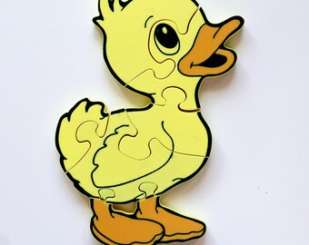 Duckling Jigsaw Puzzle, 3D-Printed Educational Toy, Cunky Puzzle for Toddlers, Montessori Learning, Floor Play