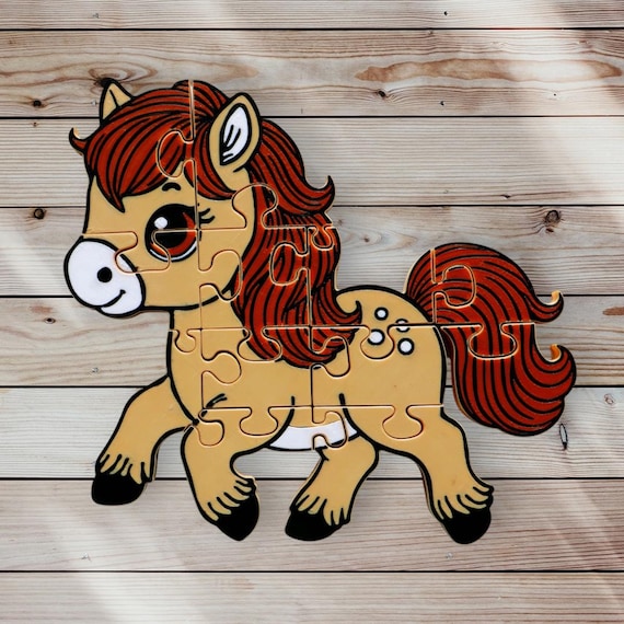 Horse Jigsaw Puzzle, 3D-Printed Educational Toy for Kids, Montessori Learning, Screen-Free Play