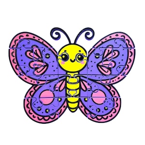 Butterfly 3D Printed Jigsaw Puzzle, Chunky Educational Toy for Toddlers, Preschool, Montessori Learning, Kids Birthday Gift, Springtime Play