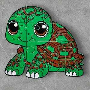 Turtle 3D Printed Jigsaw Puzzle, Educational Toy for Toddlers, Preschool, Homeschool, Montessori Learning, Kids Birthday Gift, Floor Play