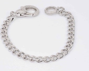 Sparkling Sterling Silver Bracelet With Bold Chain and