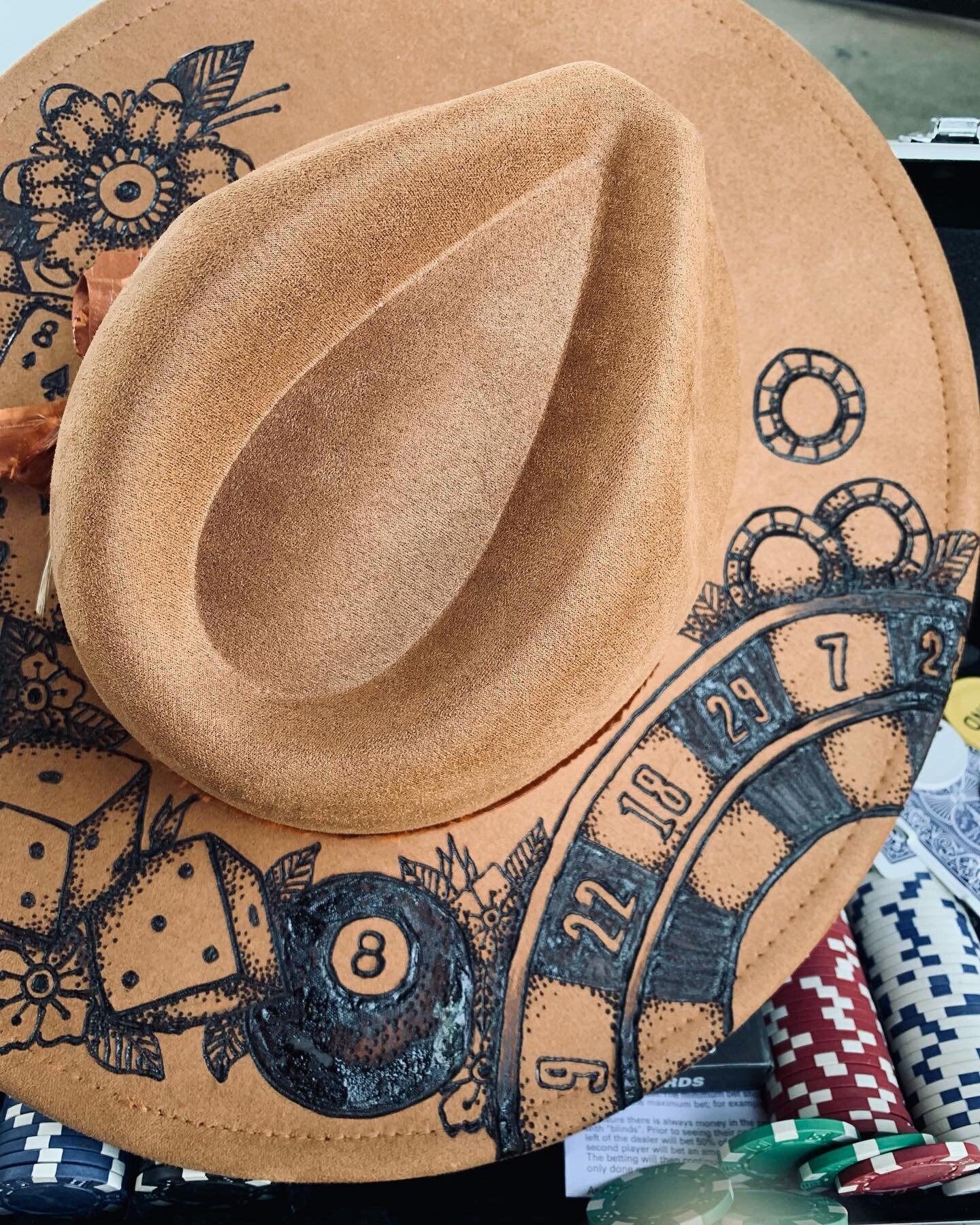 Poker Gambling Luck Wide Brim Felt Hat Felt Gambler Hat: Wide Brim Cowboy Bolero - Etsy main image 3