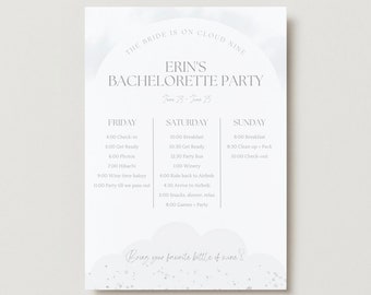 On Cloud Nine Bachelorette Itinerary/Timeline Template