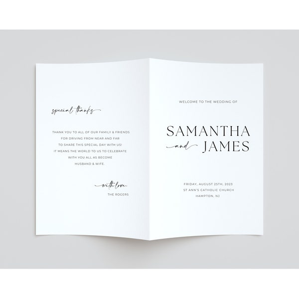 Modern Wedding Ceremony Program Template