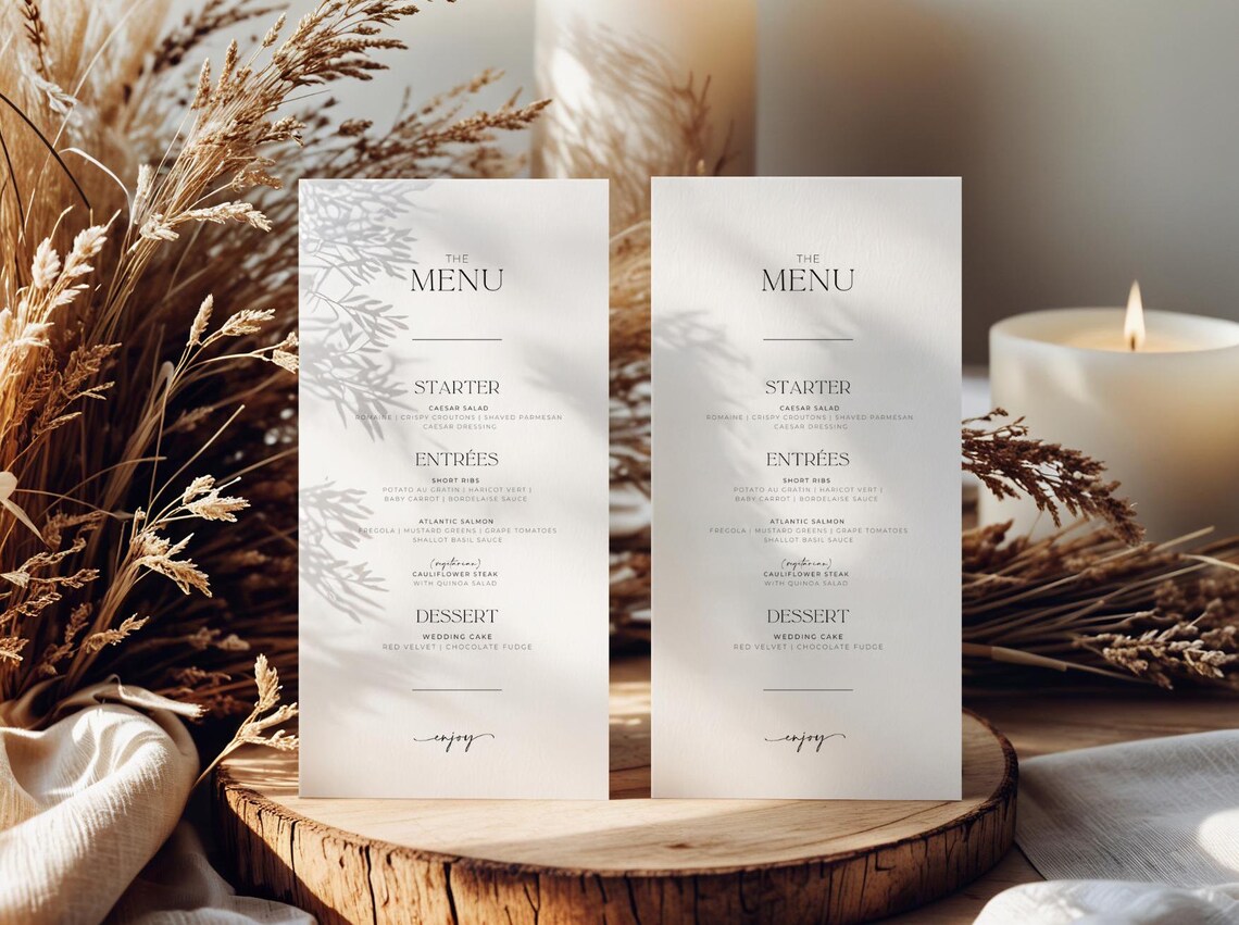 Modern Simplistic Dinner Menu Template - Etsy