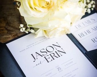 Modern Simplistic Black & White Wedding Invitation Template