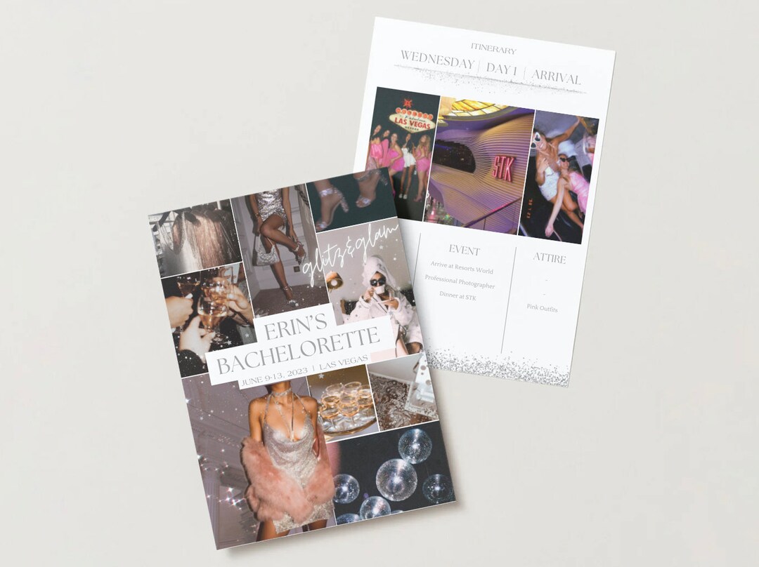 Glitz & Glam Bachelorette Itinerary Template Etsy