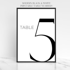 Modern Black&White Printable Table Numbers 1-30