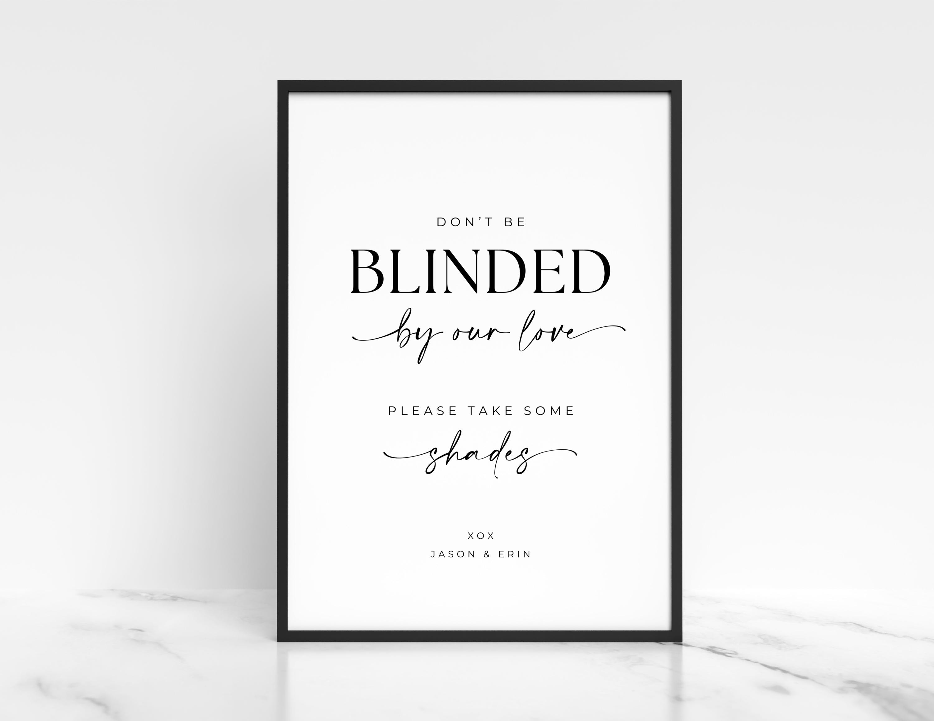 Modern Black&White Sunglass Favors Sign Template