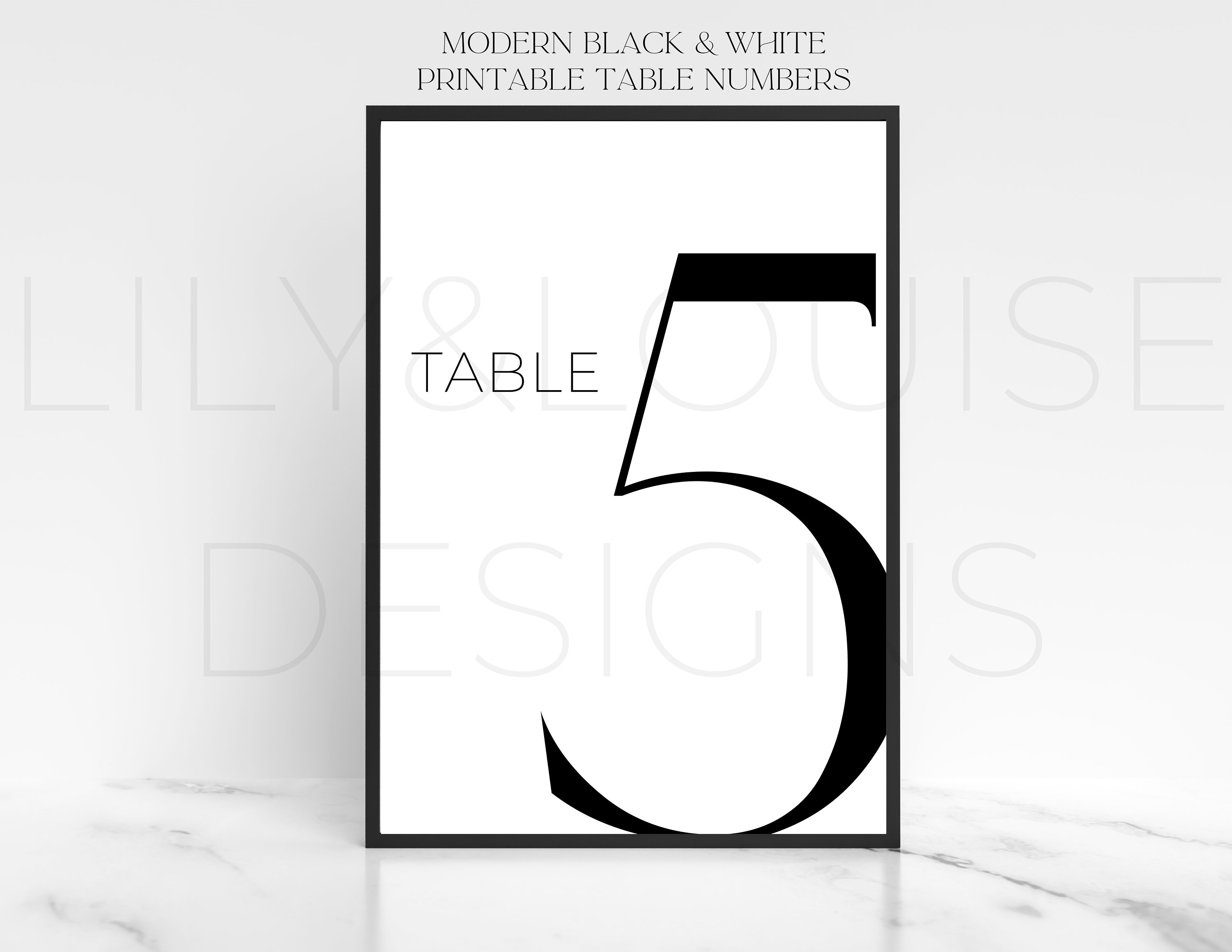 Modern Black&white Printable Table Numbers 130 Etsy