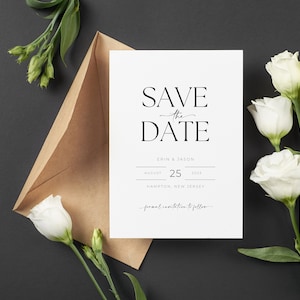 Modern Simplistic Black & White Wedding Save The Date Template