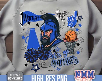 Mascotte BCBG Cheer Warriors png Basket | téléchargement numérique | Bleu noir blanc