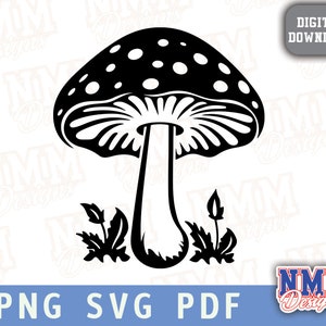 Pilz SVG | Zauberpilz mit Pflanzen Design | Cottagecore Kunst | Digitaler Download für DIY Basteln & Abziehbilder