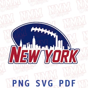 New York Football SVG PNG, PDF, file SVG per Cricut, file di taglio in vinile, stirabile NY