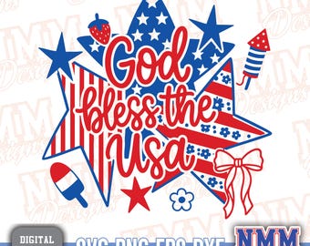 God Bless the USA Flag Stars and Stripes PNG | Patriotic Clipart (Digital Download)