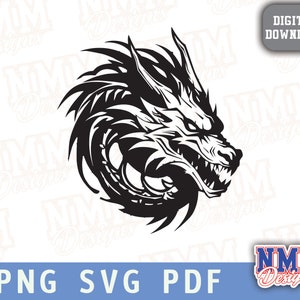 Dragon, Dragon tattoo - svg png jpg dxf eps ai pdf - clipart, vector, cricut - Instant Download