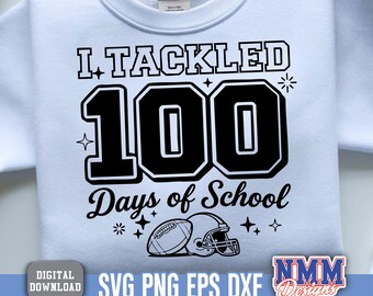 100 Days of School Football SVG PNG PDF (Digital Download)