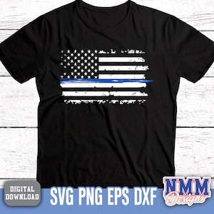 Blue Line US Flag: Police Support PNG SVG (Digital Download) image 4