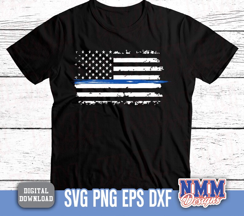 Blue Line US Flag: Police Support PNG SVG (Digital Download) image 4