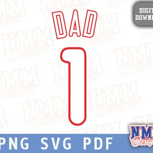 Papa # 1 Philly Jersey svg png, pdf, svg Dateien für Cricut, Vinylschnittdatei, für Shirts und Tassen, Aufbügeln für den Schulsport-Vatertag
