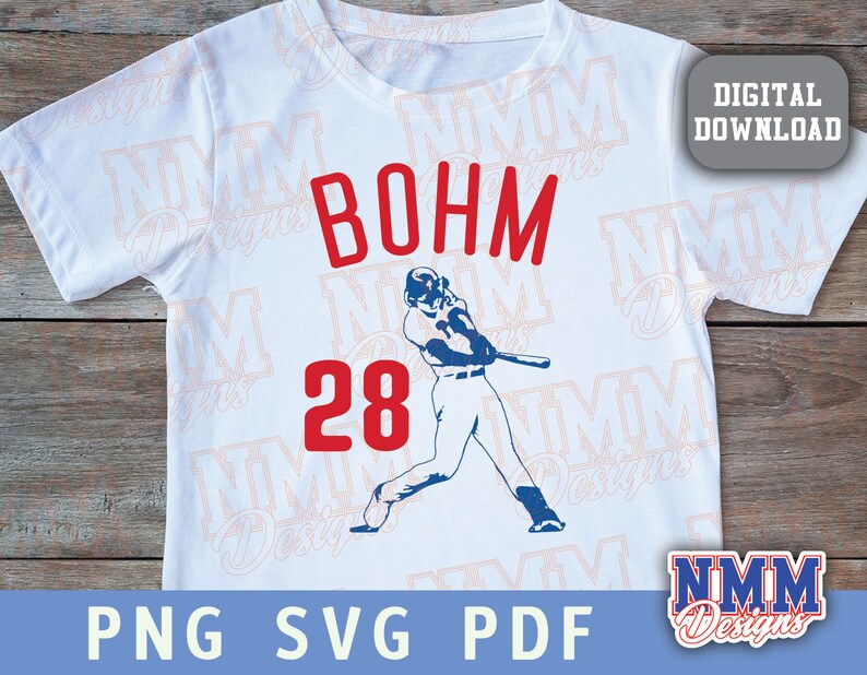 Bohm #28 Baseball SVG: Philly Fan T-shirt & Mugg Klippfil (Digital Nedladdning) bild 3