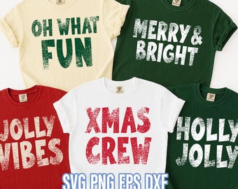 Preppy Christmas SVG PNG Bundle, Family Matching Shirts (Digital Download)