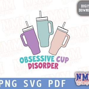 Trouble obsessionnel de la coupe SVG | Fichiers de découpe pour Cricut & Silhouette | Fichiers PNG, Dxf, Svg pour la conception de gobelets mug