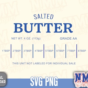 Manteiga Salgada SVG, PNG, DXF, Jpg, Eps, Camisa de Assar da Moda Sublimação, Presente Engraçado de Padeiro, Medida de Manteiga Cricut, Arquivo de Corte de Margarina