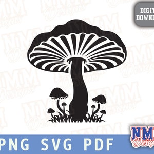 Mushroom SVG | Magic Mushroom with Plants Design | Cottagecore Vector Art for DIY Crafts & Projects