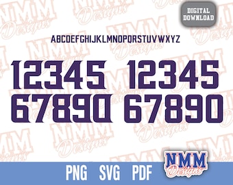 Czcionka Minnesota Sports Jersey Font SVG: Litery drużyny futbolowej (plik do cięcia cyfrowego)
