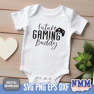Futuro compañero de juegos SVG PNG / Lindo diseño de bebé gamer para guardería, ropa para niños pequeños y regalos / Clipart para amantes de los videojuegos