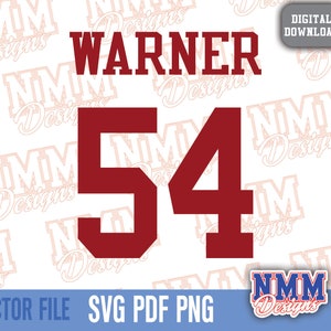 Warner Jersey svg png, pdf, svg-Dateien für Cricut, Vinylschnittdatei, für Shirts und Tassen, Aufbügeln für den Schulsport