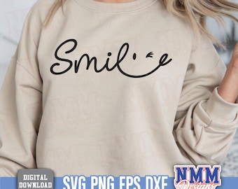Smile Face SVG: Happy Emoji Cut File (PNG, PDF Included)