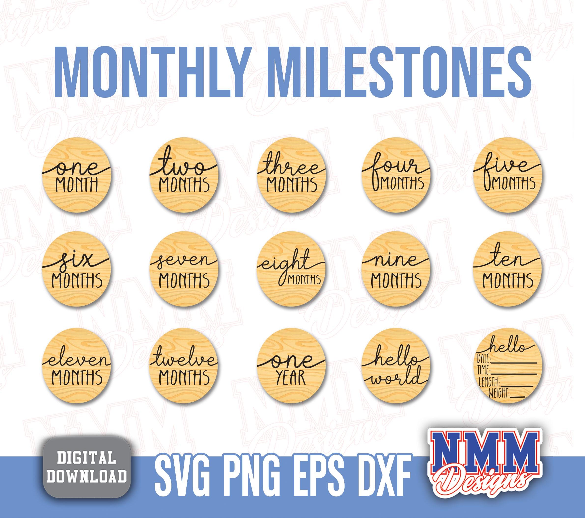 Baby Monthly Milestone Rounds SVG Bundle, Hello World Svg (digital ...