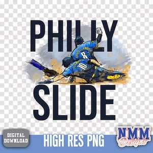 Clipart de beisebol Philly Slide PNG - Download digital de esportes Realmuto e Castellanos para design de scrapbooking