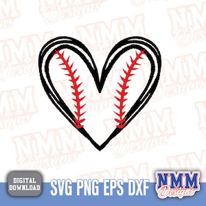 Archivo SVG de camiseta de equipo deportivo de mamá de béisbol con forma de corazón y pelota, archivo de corte digital de vinilo Studio3 para Cricut Silhouette