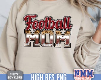 Cheer Mom PNG: Football Animal Print Megaphone Design (Digital Download)