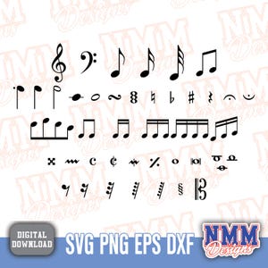 Notes de musique SVG PNG | Fichiers individuels pour travaux manuels, conception et projets de bricolage - téléchargement immédiat, clipart polyvalent