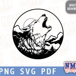 Howling Wolf SVG: Outdoor Aufkleber Clipart (digitaler Download)