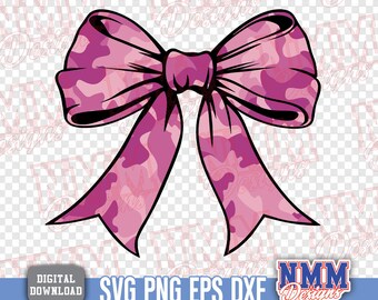 Coquette Pink Camo Bow PNG, T-Shirt Design (Digital Download)