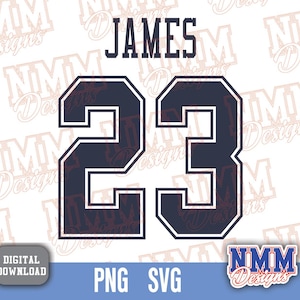 James Jersey svg png, pdf, svg-Dateien für Cricut, Vinylschnittdatei, für Shirts und Tassen, Aufbügeln für den Schulsport