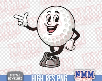Golf cartoon ball SVG PNG: Cricut Cut File (Digital Download)