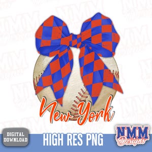 New York Baseball Coquette Bow PNG | Digital Clipart for Cricut & Sublimation Designs