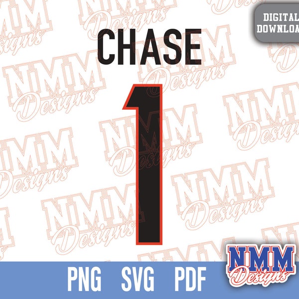 Chase Jersey svg png, pdf, svg files for cricut, vinyl cut file, for shirts and mugs, iron on School Sports