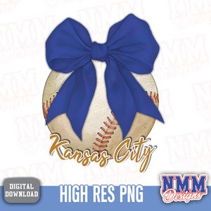 Kansas City Baseball Coquette Bow PNG | Digital Clipart for Cricut & Sublimation Designs